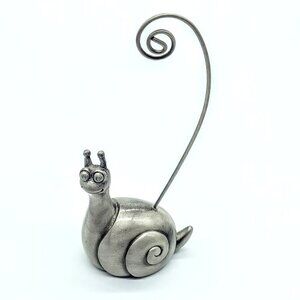 Solid Pewter Silver Metal Snail Figurine Jewelry Holder